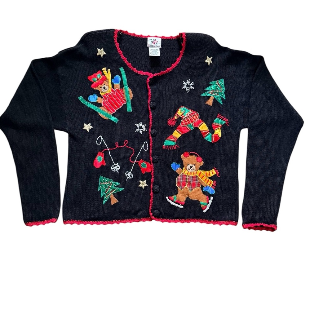 Vintage Nutcracker Ramie Blend Cardigan Size Large